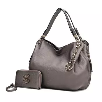 Коллекция Mkf Женский кошелек-хобо Fabienne из веганской кожи на плечо и кошелек от Mia K MKF Collection, цвет Pewter