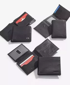 Коллекция мужских кожаных RFID-кошельков Calvin Klein, коричневый