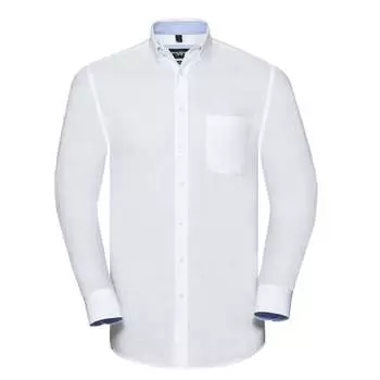 Коллекция мужских оксфордских рубашек с длинными рукавами на заказ Russell, белый