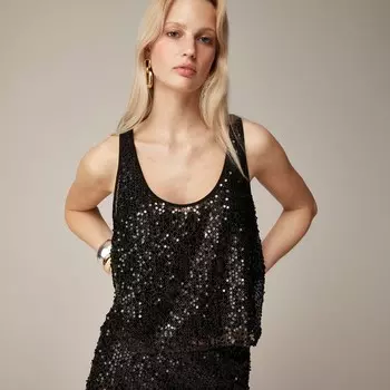 Коллекция прозрачная майка с пайетками J.Crew, черный