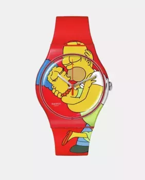 Коллекция Simpson (День святого Валентина) SO29Z120 биосиликоновые красные женские часы Swatch, красный