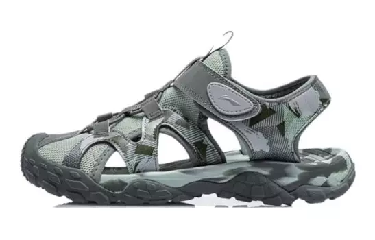 Коллекция Sports Life Детские сандалии GS Серо-зеленый/пенисто-зеленый камуфляж Lining Young, серый