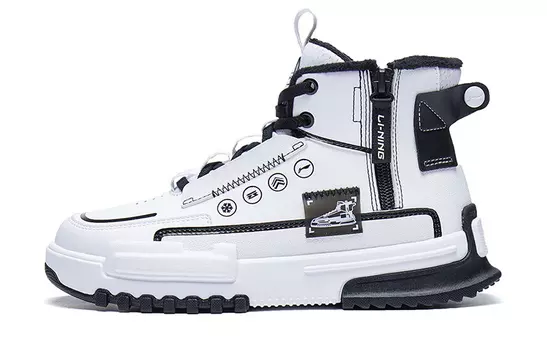 Коллекция Sports Life Kids Скейтбординг Кроссовки GS High-top Standard White / Standard Black - Флис Lining Young, белый