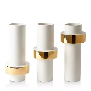 Коллекция ваз с золотыми кольцами Global Views, белый