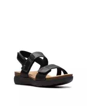 Коллекция Женские Плоские Сандалии April Clover на липучке Clarks, черный