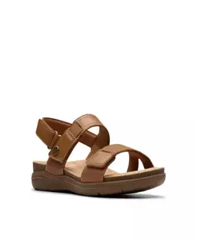 Коллекция Женские Плоские Сандалии April Clover на липучке Clarks, коричневый
