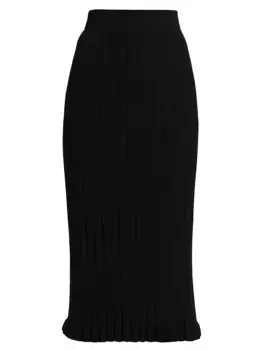 КОЛЛЕКЦИЯ Юбка-карандаш в рубчик с рюшами и подолом Saks Fifth Avenue, черный