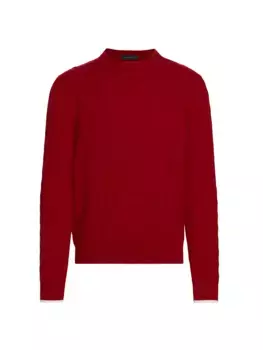 КОЛЛЕКЦИЯ Плетеный свитер косой вязки с круглым вырезом Saks Fifth Avenue, красный