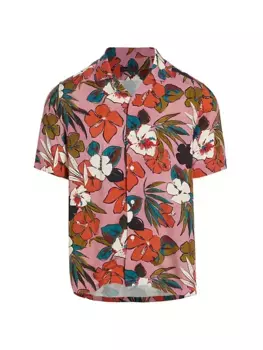 КОЛЛЕКЦИЯ Рубашка Camp с тропическим цветочным принтом Saks Fifth Avenue, светло-розовый