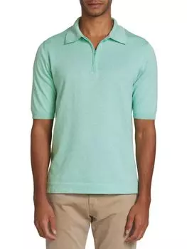 КОЛЛЕКЦИЯ Рубашка поло с квадратной текстурой и молнией Saks Fifth Avenue, цвет Aqua