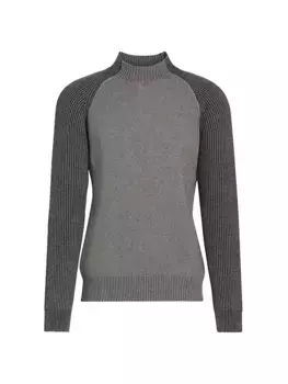 КОЛЛЕКЦИЯ Свитер из хлопка и шерсти в рубчик Saks Fifth Avenue, цвет moonless night