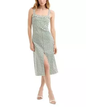 Коллин Платье миди с разрезом и принтом Veronica Beard, мультиколор