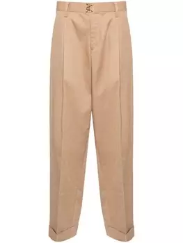 Kolor брюки чинос со складками, коричневый