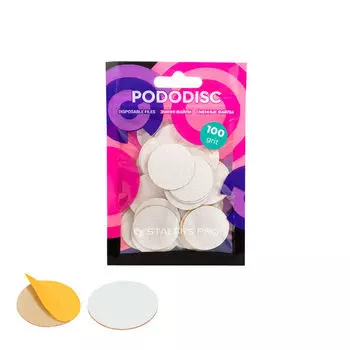 Колпачки сменные белые, зернистость 100, 50 шт./1 упаковка. Staleks Pro Expert pododiscs pdf-25-100w