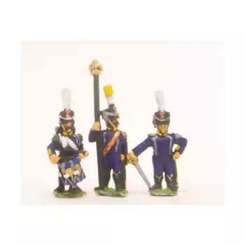 Командный пакет легкой пехоты (Легер) — офицеры, знаменосцы и барабанщики, наступление, Napoleonic Miniatures - France (15mm)