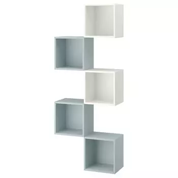 Комбинация хранения настенный, белый/светло-серо-синий, EKET IKEA