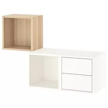 Комбинация хранения настенный, под дуб белый/белый, 105x35x70 см, EKET IKEA