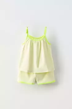 Комбинация из махрового топа и шорт-бермуд ZARA, желтый