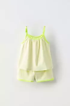 Комбинация из махрового топа и шорт-бермуд ZARA, желтый