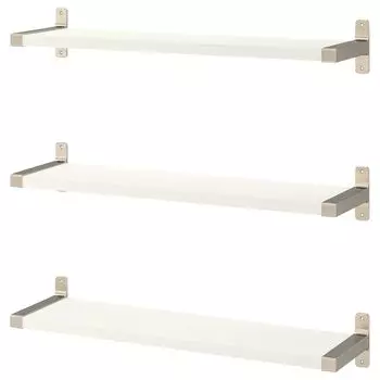 Комбинация настенных полок, белый/никелированный, 80x20 см, BERGSHULT / GRANHULT IKEA
