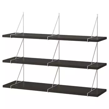 Комбинация настенных полок, коричневый черный/белый, 120x30 см, BERGSHULT / PERSHULT IKEA