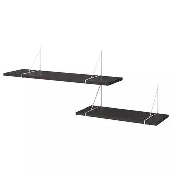 Комбинация настенных полок, коричневый черный/белый, 120x30 см, BERGSHULT / PERSHULT IKEA