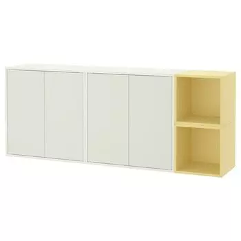 Комбинация навесного шкафа, белый/бледно-желтый, 175x35x70 см, EKET IKEA