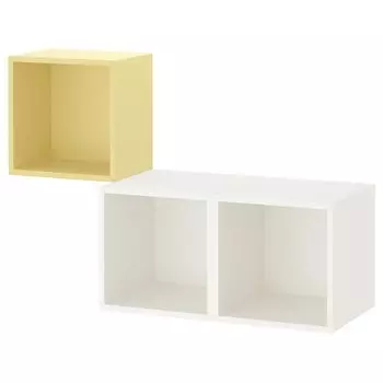 Комбинация навесного шкафа, бледно-желтый/белый, 105x35x70 см, EKET IKEA