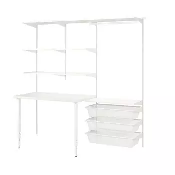 Комбинация шкафа со столешницей, белый, 207x62x201 см, BOAXEL / LAGKAPTEN IKEA