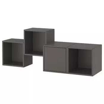 Комбинация шкафов для настенного монтажа, темно-серый, 140х35х53 см, EKET IKEA