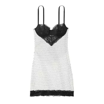 Комбинация Victoria's Secret Modal & Lace Mini, белый/черный