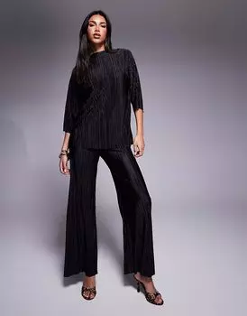 Комбинезон 2 в 1 из искусственного вельвета с плиссе ASOS DESIGN, черный