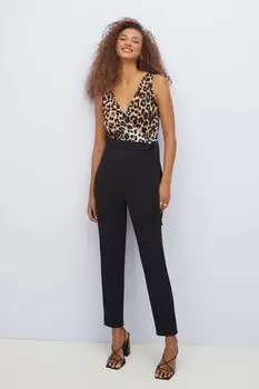 Комбинезон 2-в-1 из трикотажа с анималистическим принтом Friends Like These, черный