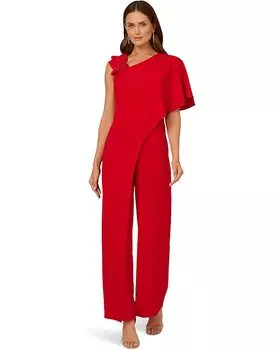Комбинезон Adrianna Papell Asymmetrical Crepe Jumpsuit, цвет Hot Pepper