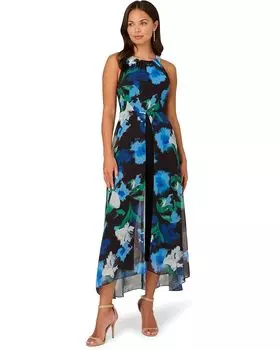 Комбинезон Adrianna Papell Floral Print Jumpsuit, черный мульти
