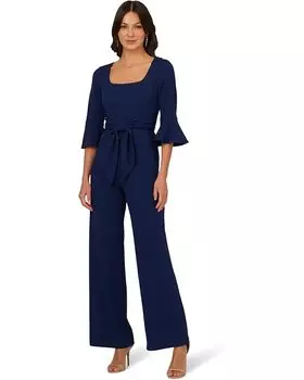 Комбинезон Adrianna Papell Knit Crepe Tie Front Jumpsuit, цвет Navy Sateen