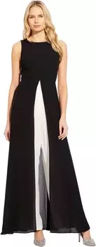 Комбинезон Adrianna Papell Sleeveless Stretch Crepe Jumpsuit with Chiffon Overlay, цвет Black Ivory