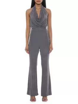 Комбинезон Alexia Admor Leilani расклешенный с воротником-хомутом, серый
