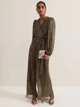 Комбинезон alli с искусственной оберткой и металлическим принтом Phase Eight, золотой