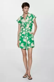 Комбинезон Alzan с цветочным принтом Mango, зеленый, бежевый