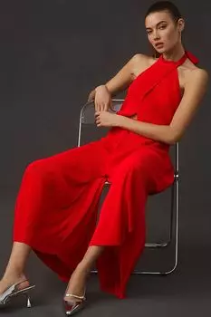 Комбинезон Anthropologie плиссированный с лямкой на бретельках, красный