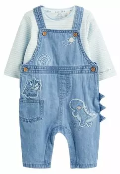 Комбинезон BABY APPLIQU DENIM DUNGAREES AND JERSEY BODYSUIT SET Next, цвет blue