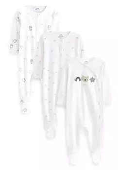 Комбинезон BABY SLEEPSUITS 3 PACK Next, цвет white