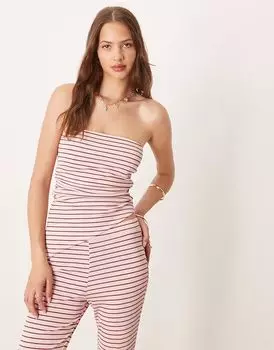 Комбинезон-бандо ASOS DESIGN в розово-шоколадную полоску