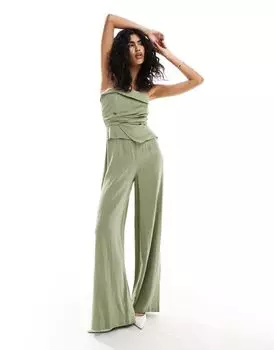 Комбинезон-бандо цвета хаки с драпировкой ASOS DESIGN