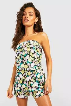 Комбинезон-бандо flroal Boohoo, черный