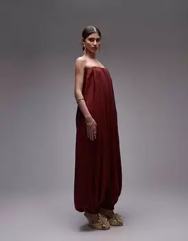 Комбинезон-бандо из модала с подолом-пузырем ASOS DESIGN кирпично-красного цвета