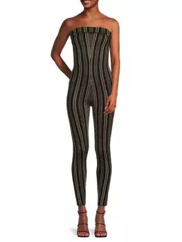 Комбинезон-бандо с парижским узором Reiss, цвет Black Gold