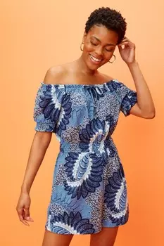 Комбинезон бардо с пышными рукавами Next, синий