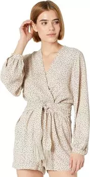 Комбинезон BCBGMAXAZRIA Long Sleeve Romper with Fringe, цвет Tapioca